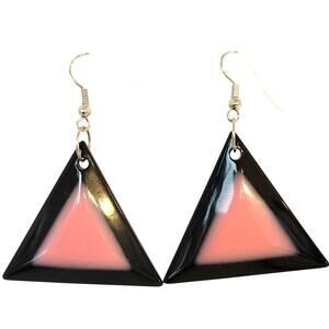 Light Pink Triangle Earrings Lightweight Plastic Dangle 1.9"  Y2K Festival 80's